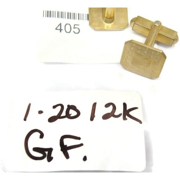 Small Etched Square Cuff Links Signed Swank 1/20 12K Gold Filled Cufflinks Vtg - Picture 10 of 12